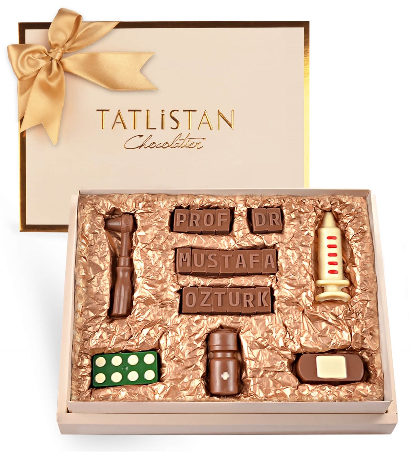 Kişiye Özel İsimli, İğne ve İlaç Şeklinde Doktor Çikolatası