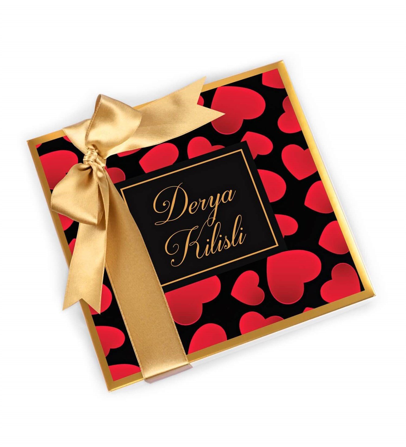 Kişiye Özel İsimli Kırmızı Kalp Tasarımlı Spesiyal Çikolata 9'lu
