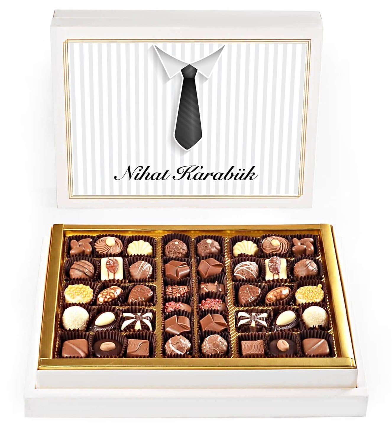 Kişiye Özel İsimli Kravatlı Spesiyal Çikolata 42'li