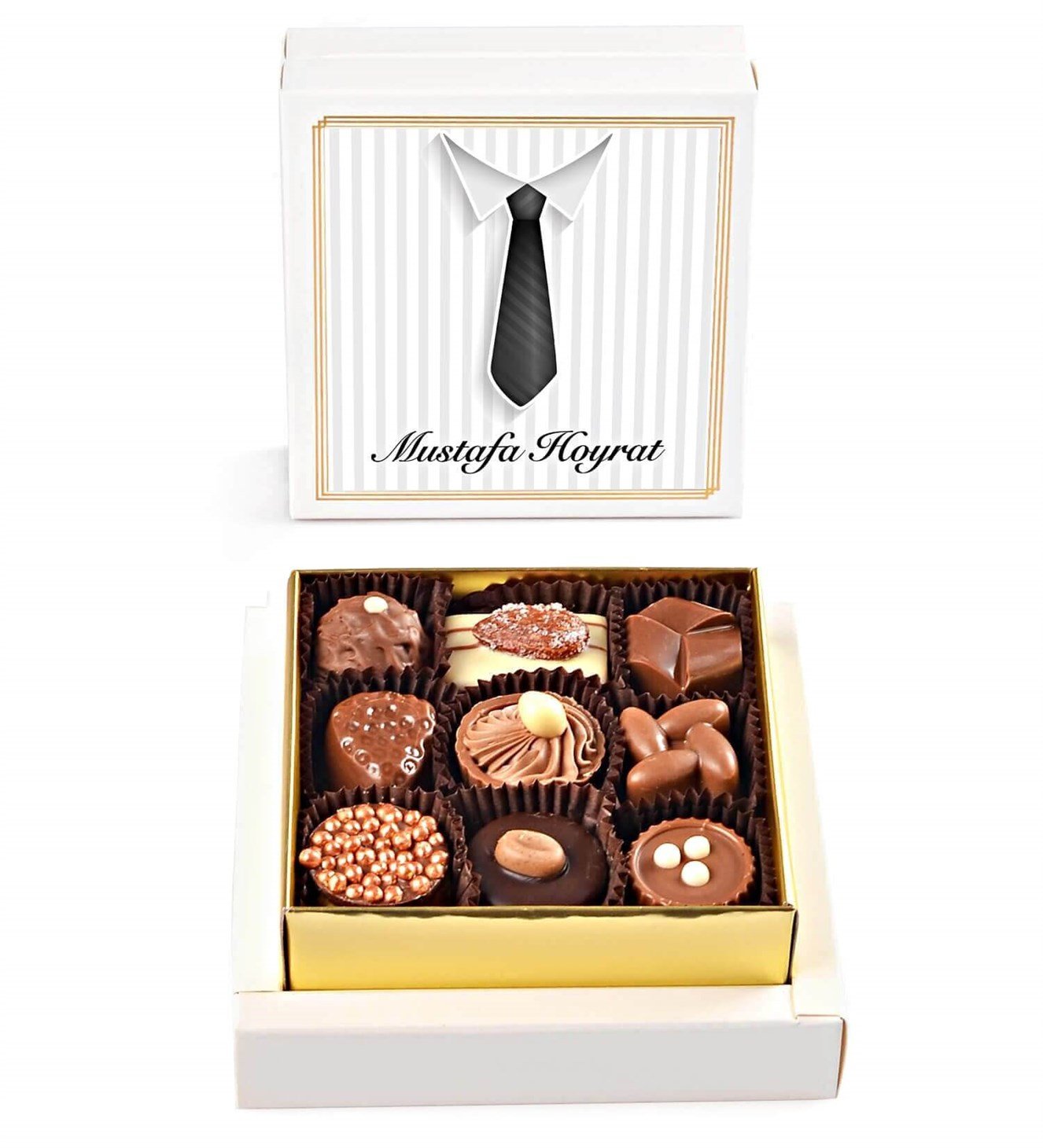 Kişiye Özel İsimli Kravatlı Spesiyal Çikolata 9'lu