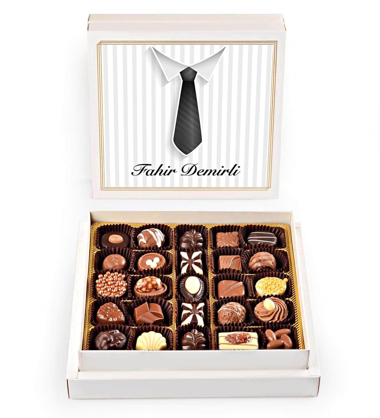 Kişiye Özel İsimli Kravatlı Spesiyal Çikolata 25'li