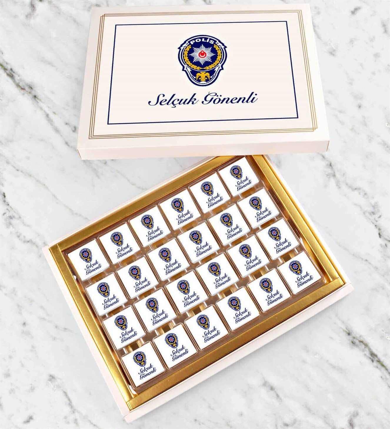 Kişiye Özel İsimli ve Polis Logolu 48'li Madlen Çikolata