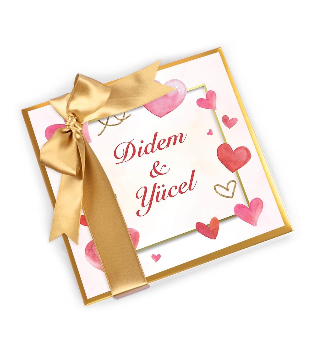 Kişiye Özel, Kalp Çerçeve Tasarımlı Spesiyal Çikolata 25'li