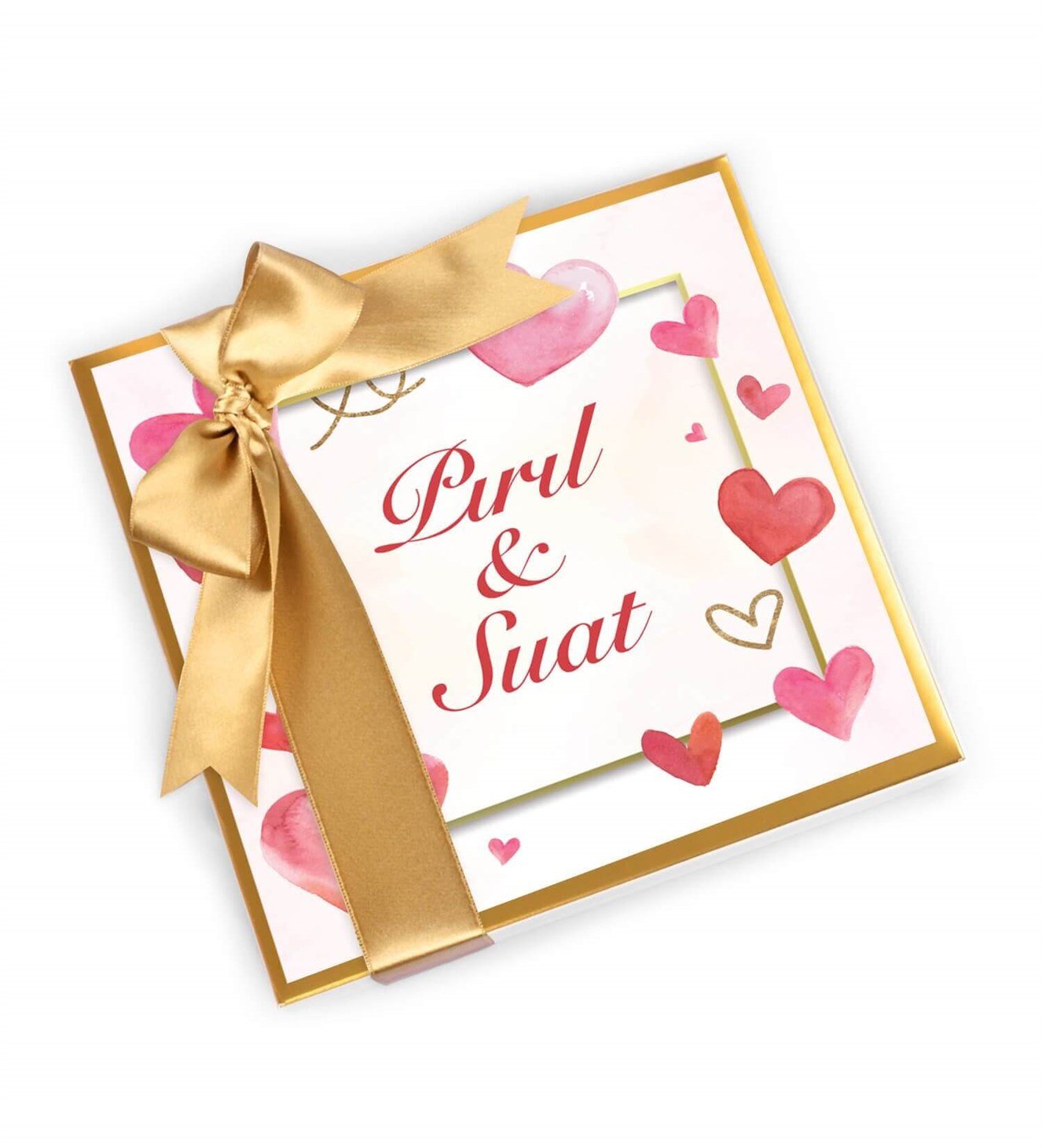 Kişiye Özel, Kalp Çerçeve Tasarımlı Spesiyal Çikolata 9'lu