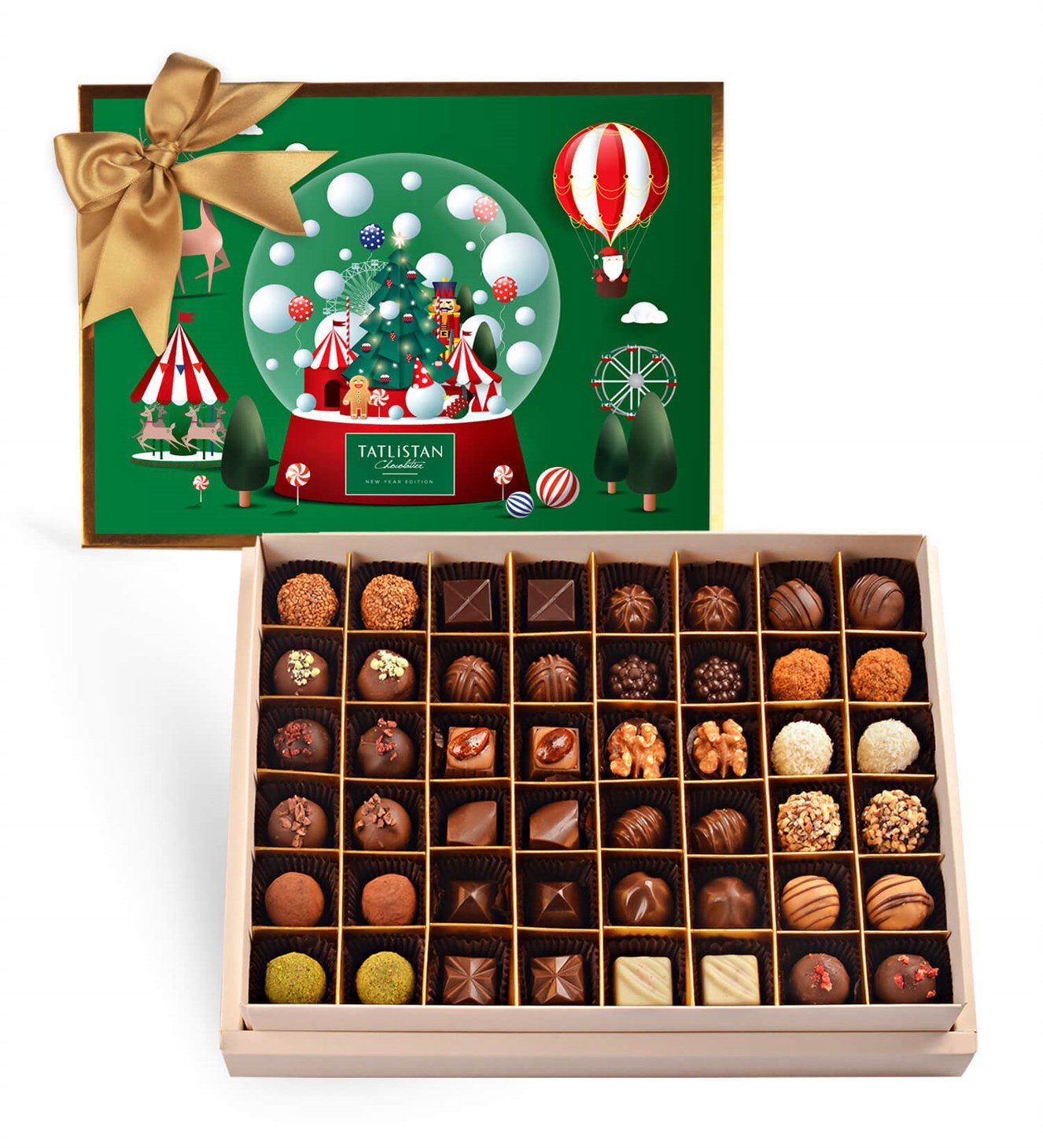 Kurşun Askerli Kar Küresi 24 Çeşitli Artisan ve Trüf Çikolata 48'li