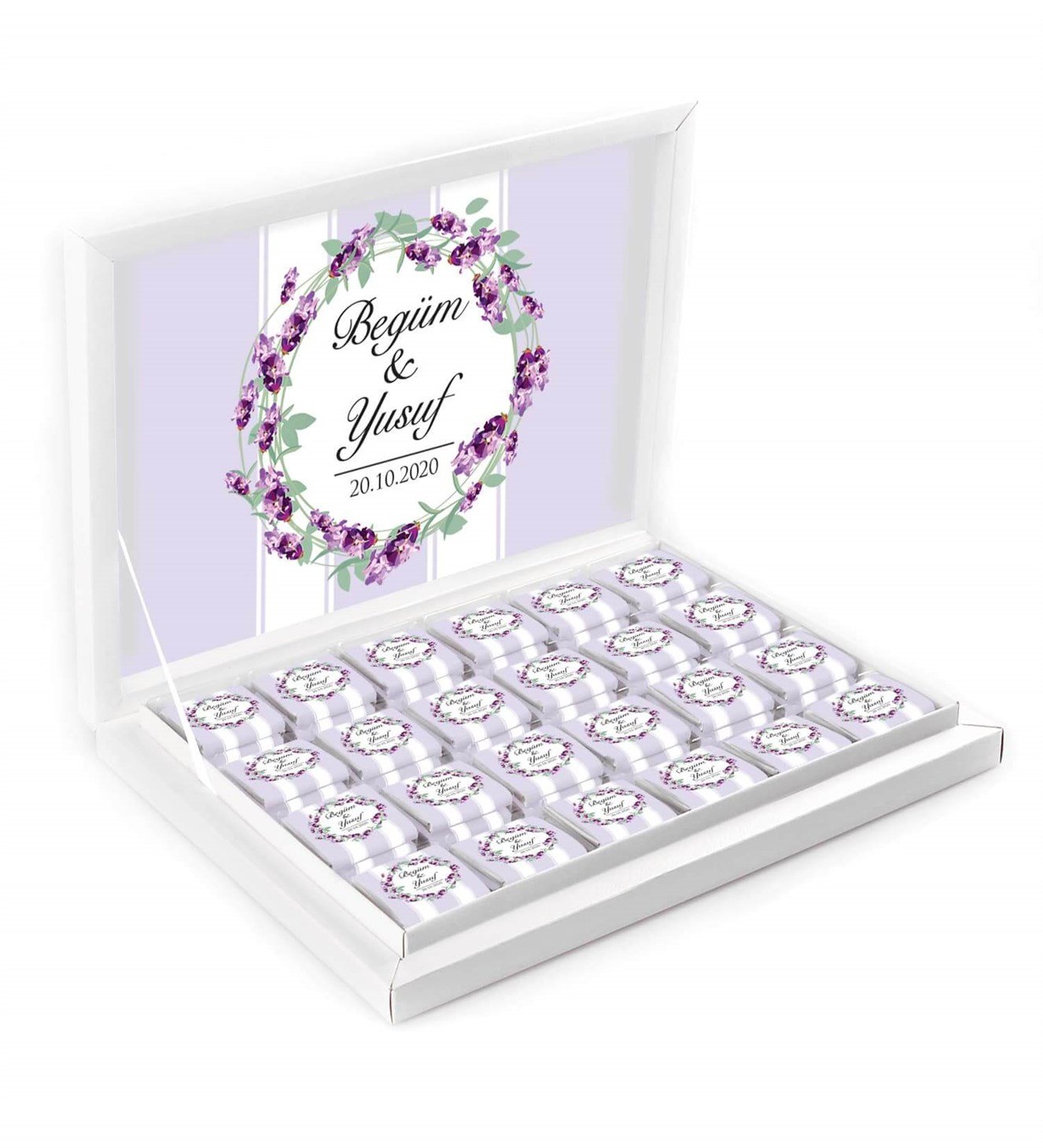 Lavantalar İsimli ve Tarihli Kutulu Söz & Nişan Çikolatası