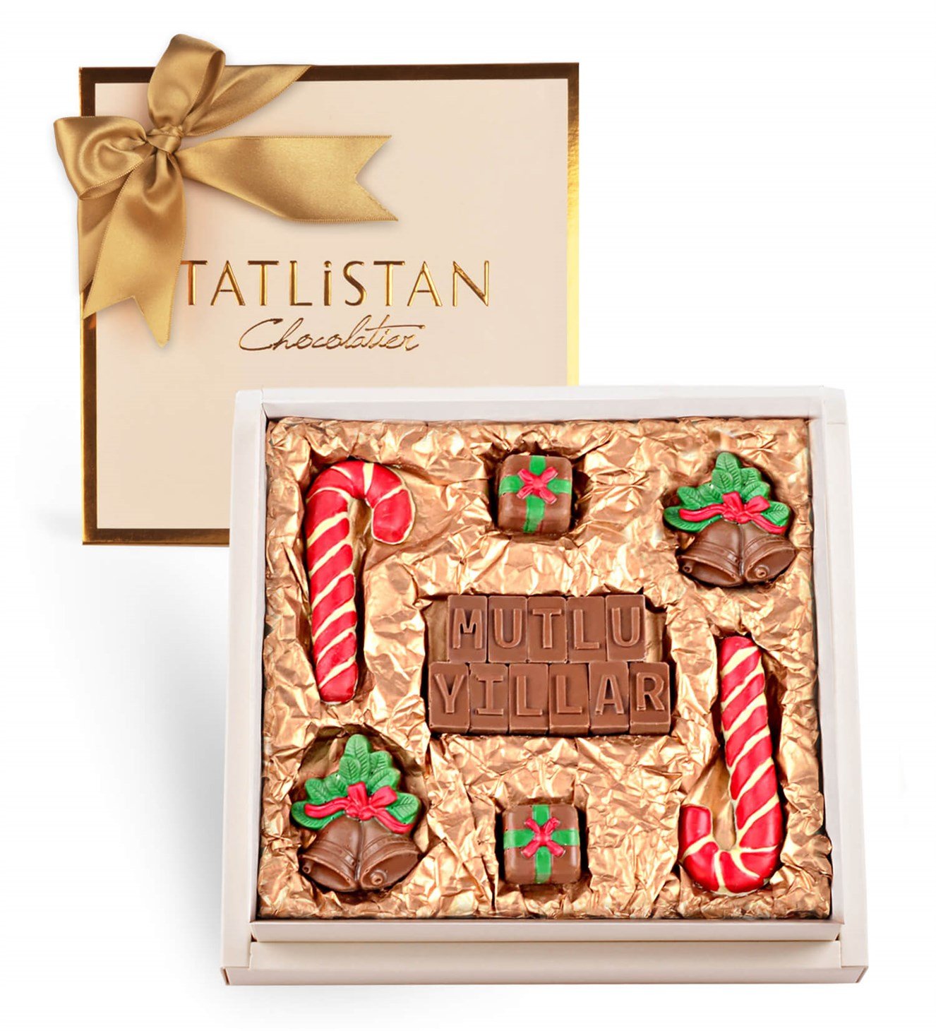 Mutlu Yıllar Yazılı, Şemsiye ve Çanlı Yılbaşı Çikolatası