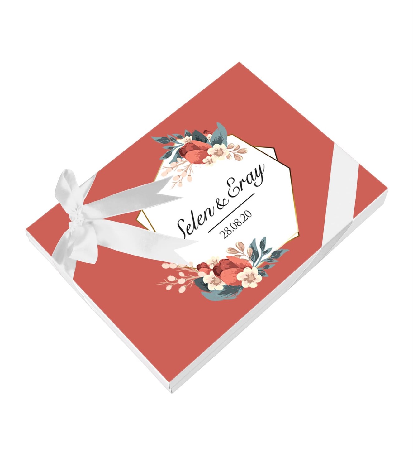 Nar Çiçeği İsimli ve Tarihli Kutulu Söz & Nişan Çikolatası