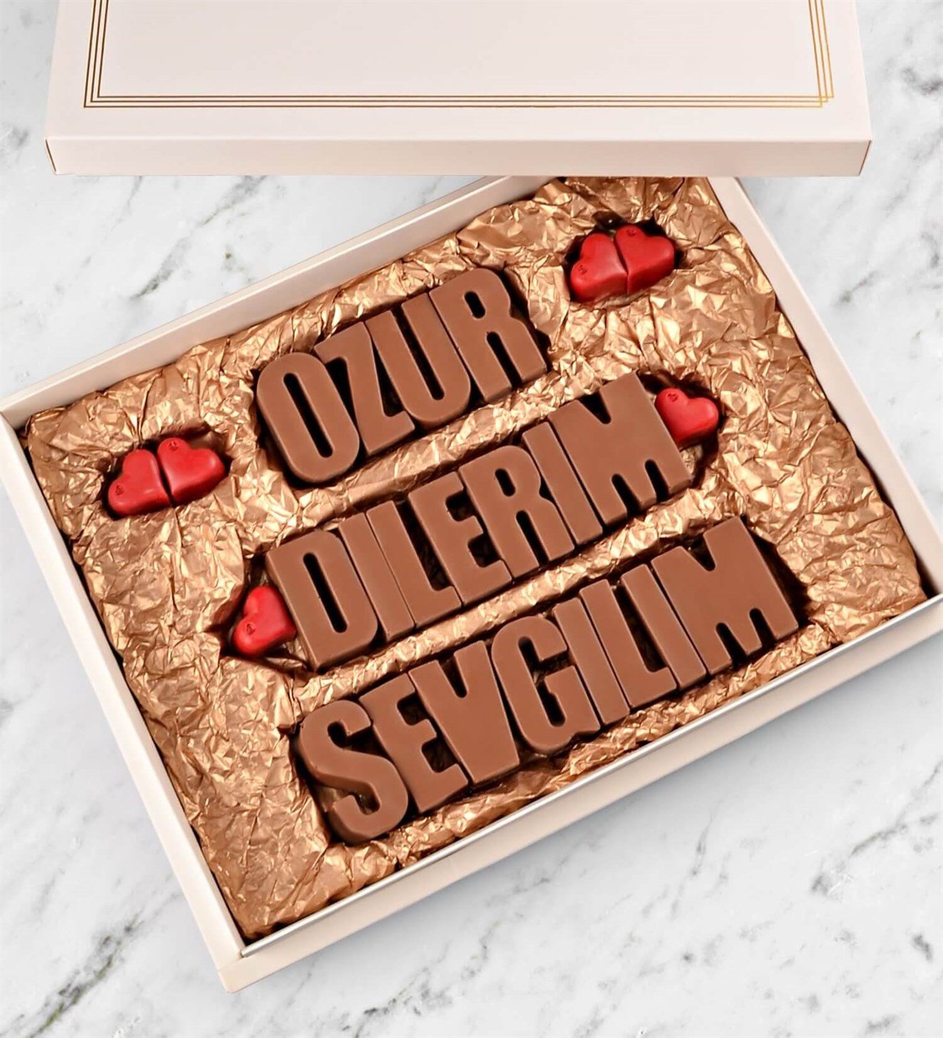 Özür Dilerim Sevgilim Yazılı ve Kalpli Çikolata