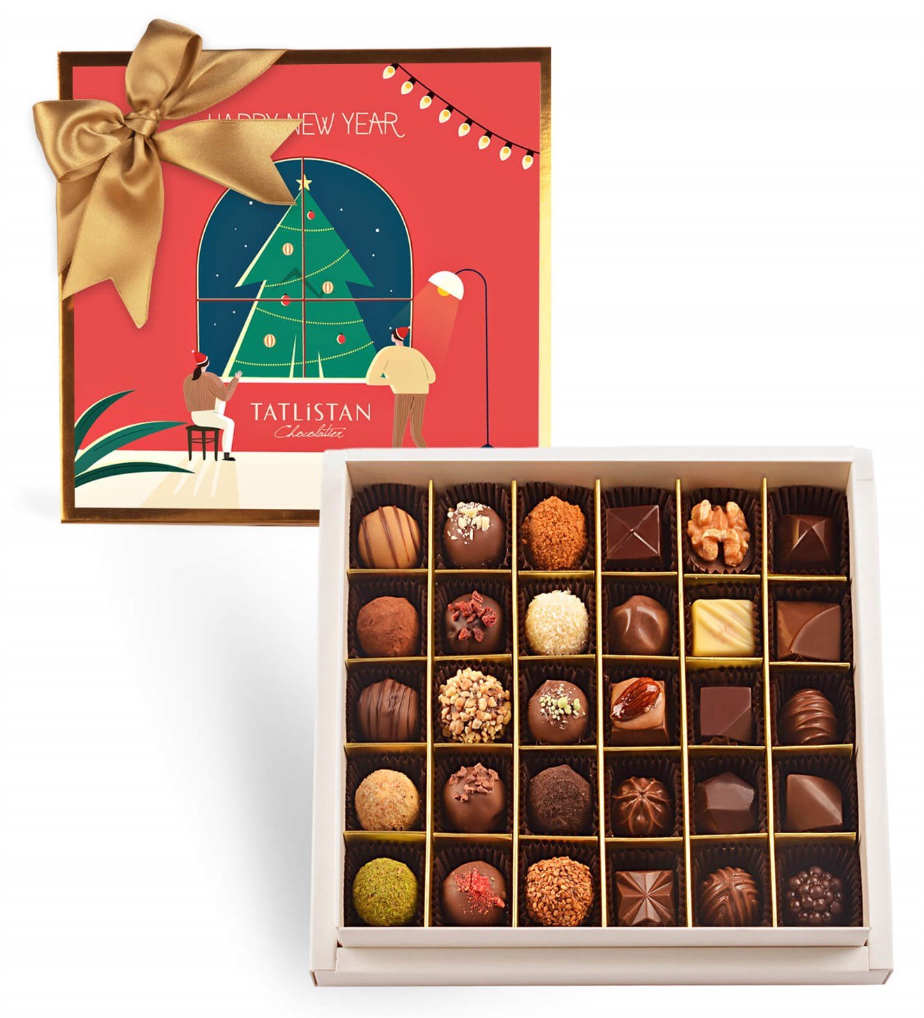Penceredeki Yılbaşı Ağacı 30 Çeşitli Artisan ve Trüf Çikolata 30'lu