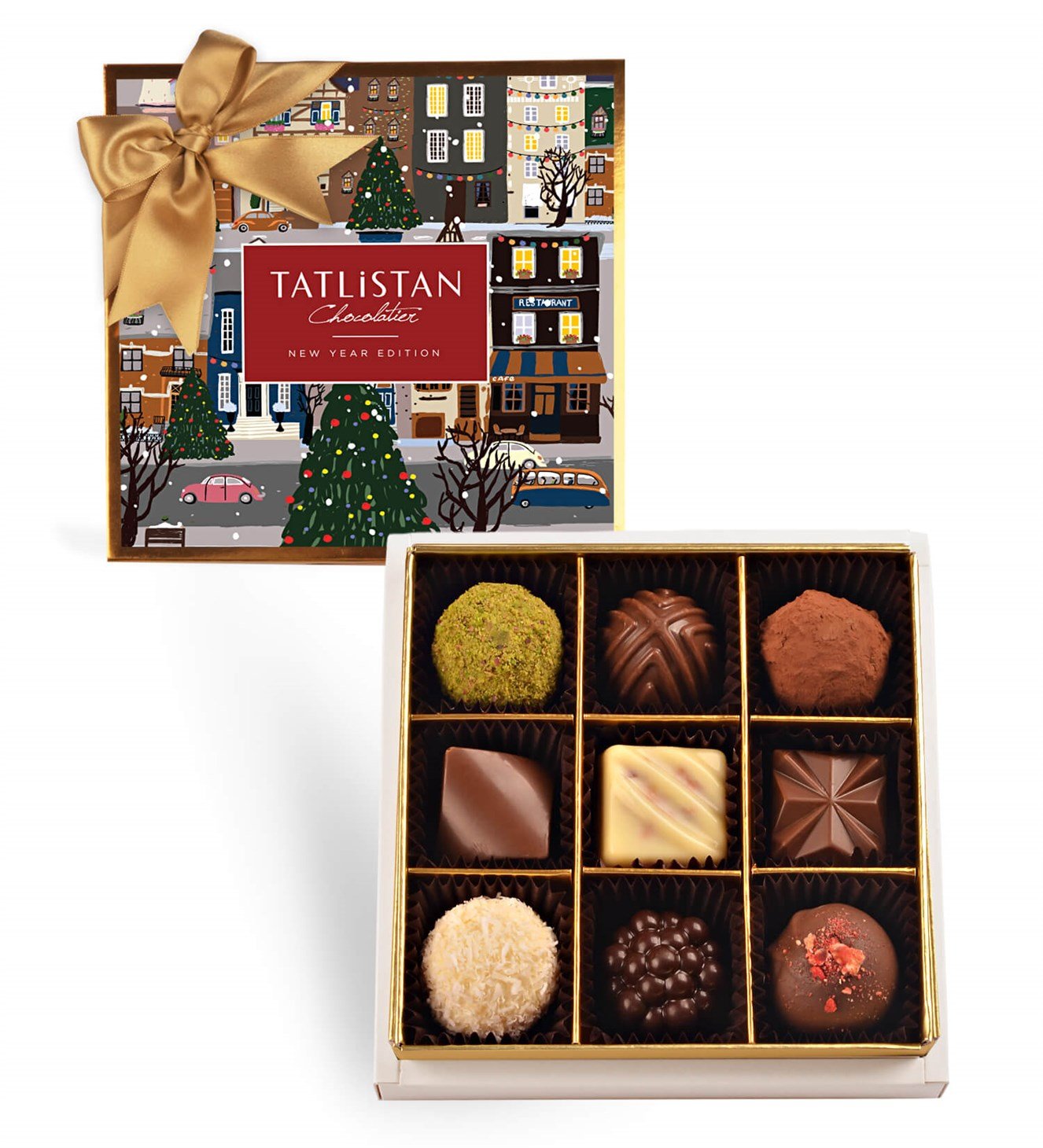 Şehirde Yeni Yıl 9 Çeşitli Artisan ve Trüf Çikolata 9'lu