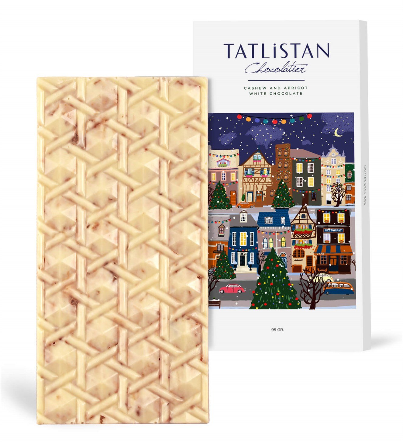 Şehirde Yeni Yıl - Kaju & Kayısılı Beyaz Tablet Çikolata