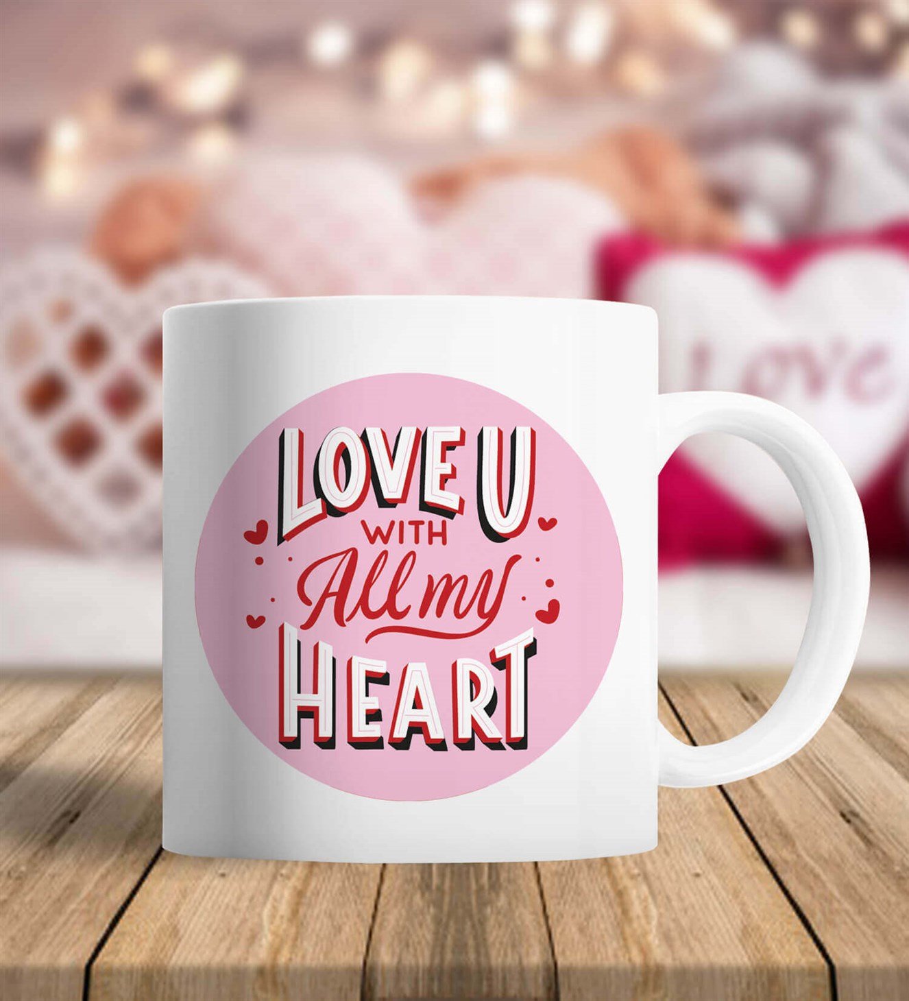 Seni Tüm Kalbimle Seviyorum Sevgiliye Hediye Kupa Bardak