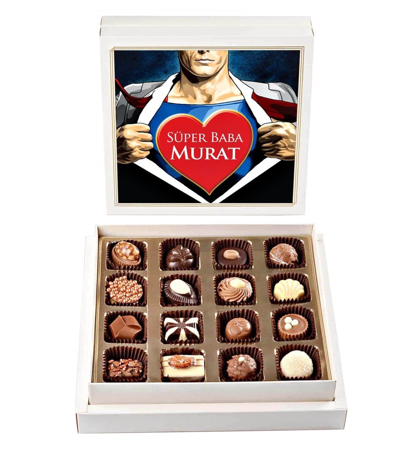 Süper Baba İsme Özel Spesiyal Çikolata 16'lı