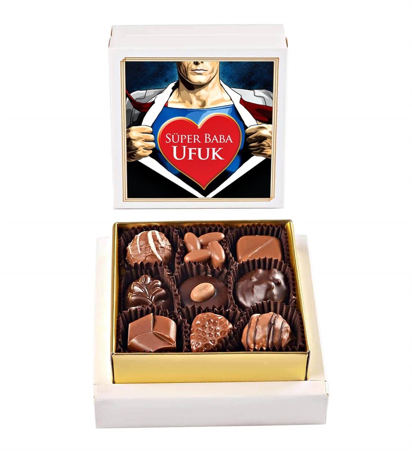 Süper Baba İsme Özel Spesiyal Çikolata 9'lu
