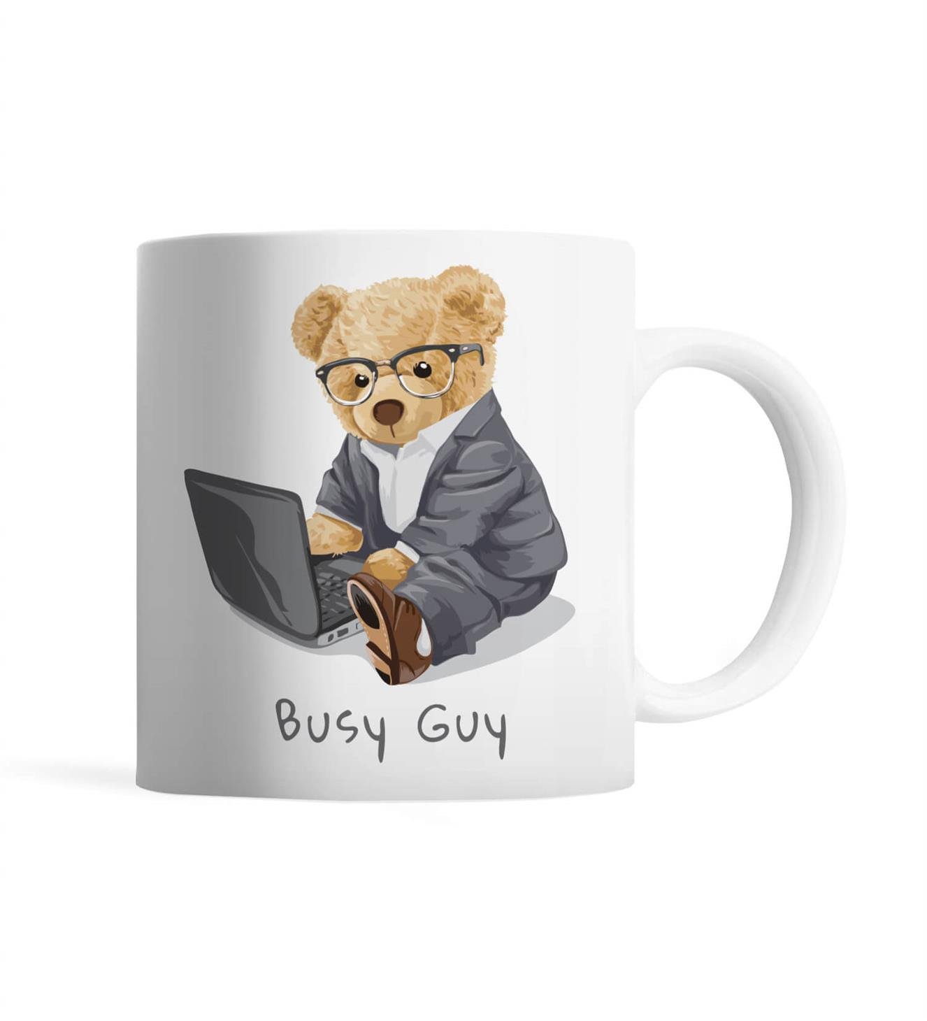 Teddy Bear | Busy Guy With Computer - Kupa Bardak
