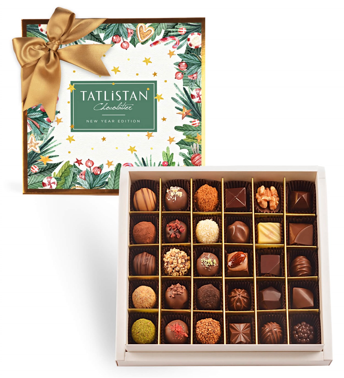 Yıldızlı Yılbaşı Süsleri 30 Çeşitli Artisan ve Trüf Çikolata 30'lu