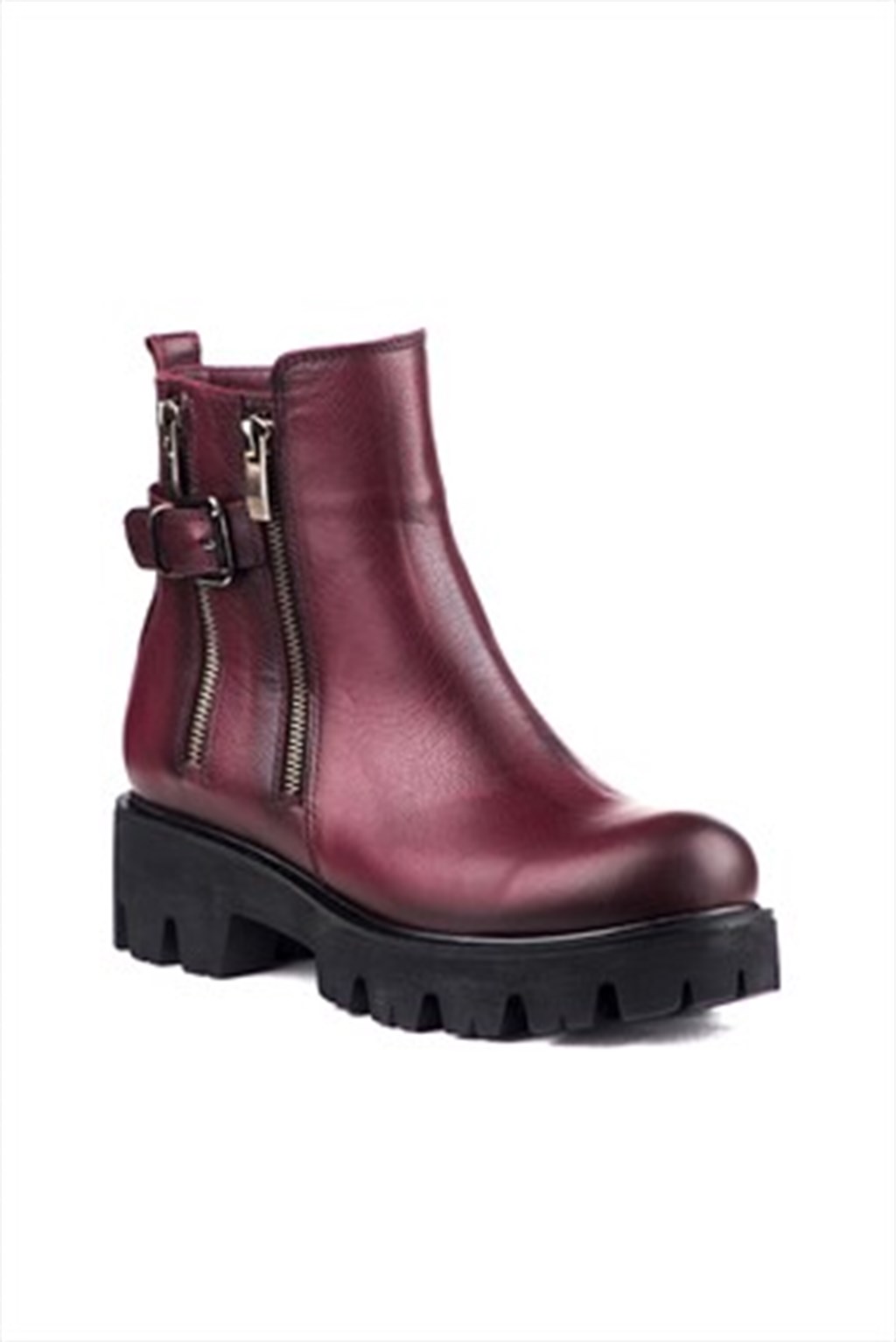 Hakiki Deri Bordo Kadın Deri Bot  TRC-56302