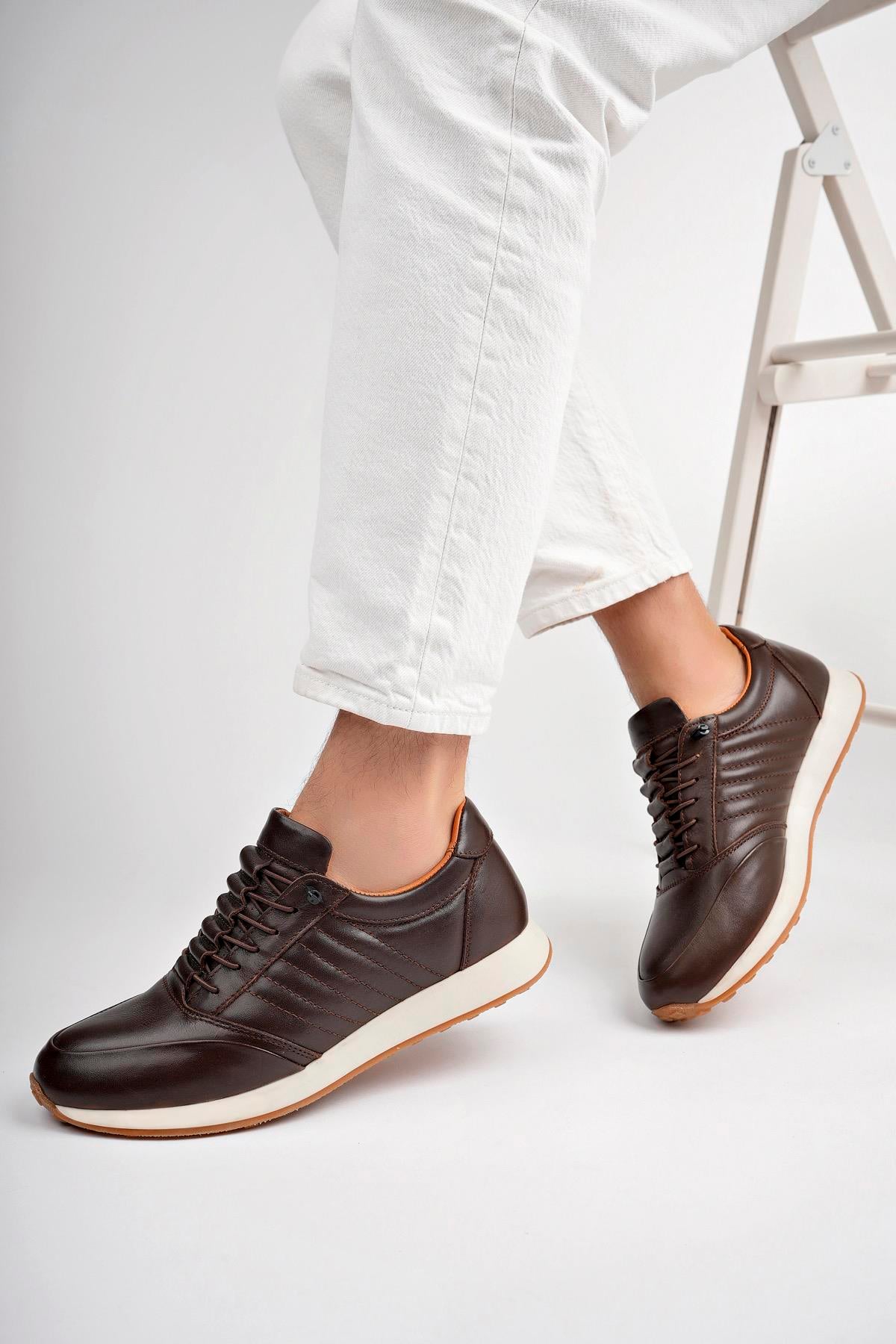 Hakiki Deri Kahverengi Erkek Deri Sneaker MRD26-0062