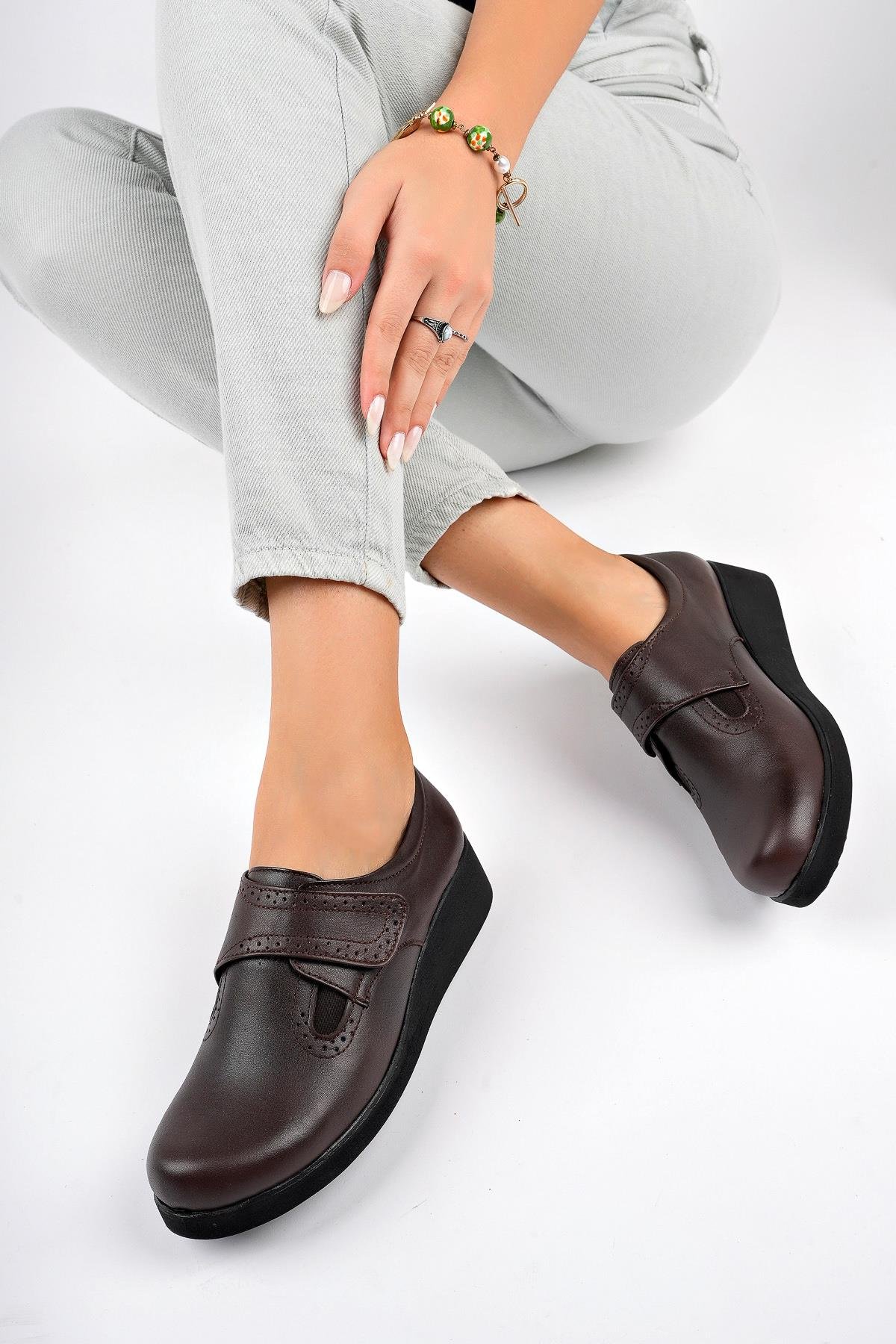 Hakiki Deri Kahverengi Kadın Deri Casual CRZ-0103