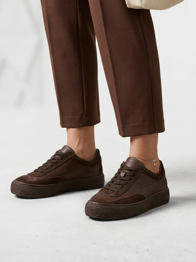 Hakiki Deri Kahverengi Kadın Deri Sneaker DP87-0180