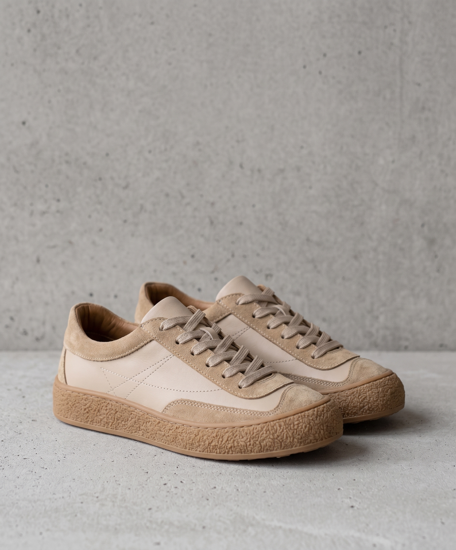 Hakiki Deri Krem Kadın Deri Sneaker DP87-0180