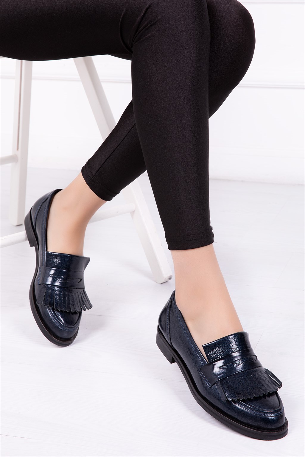 Hakiki Deri Lacivert Kadın Casual Ayakkabı DP06-0501