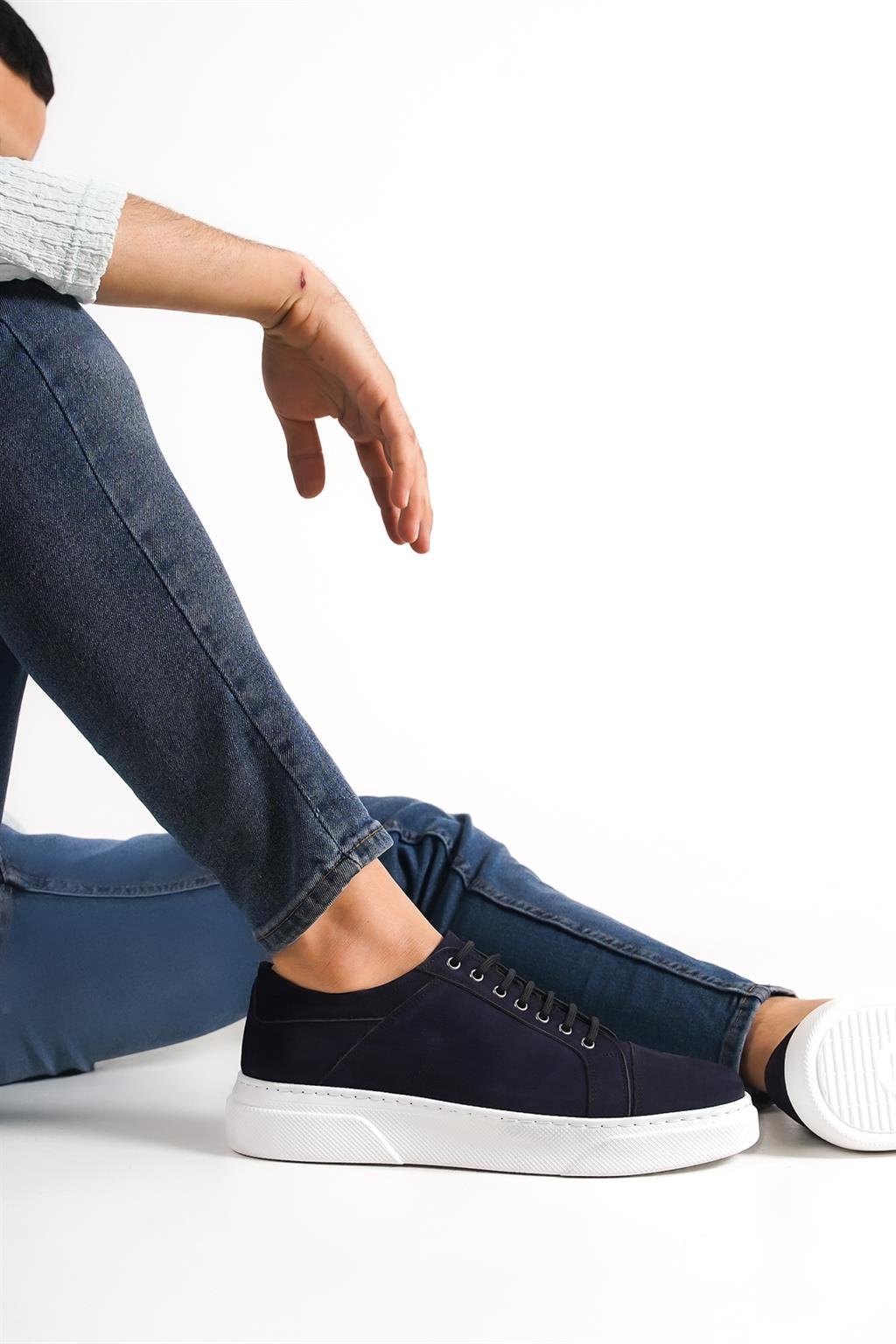 Hakiki Deri Lacivert Nubuk Erkek Deri Casual Ayakkabı MRD11-0207