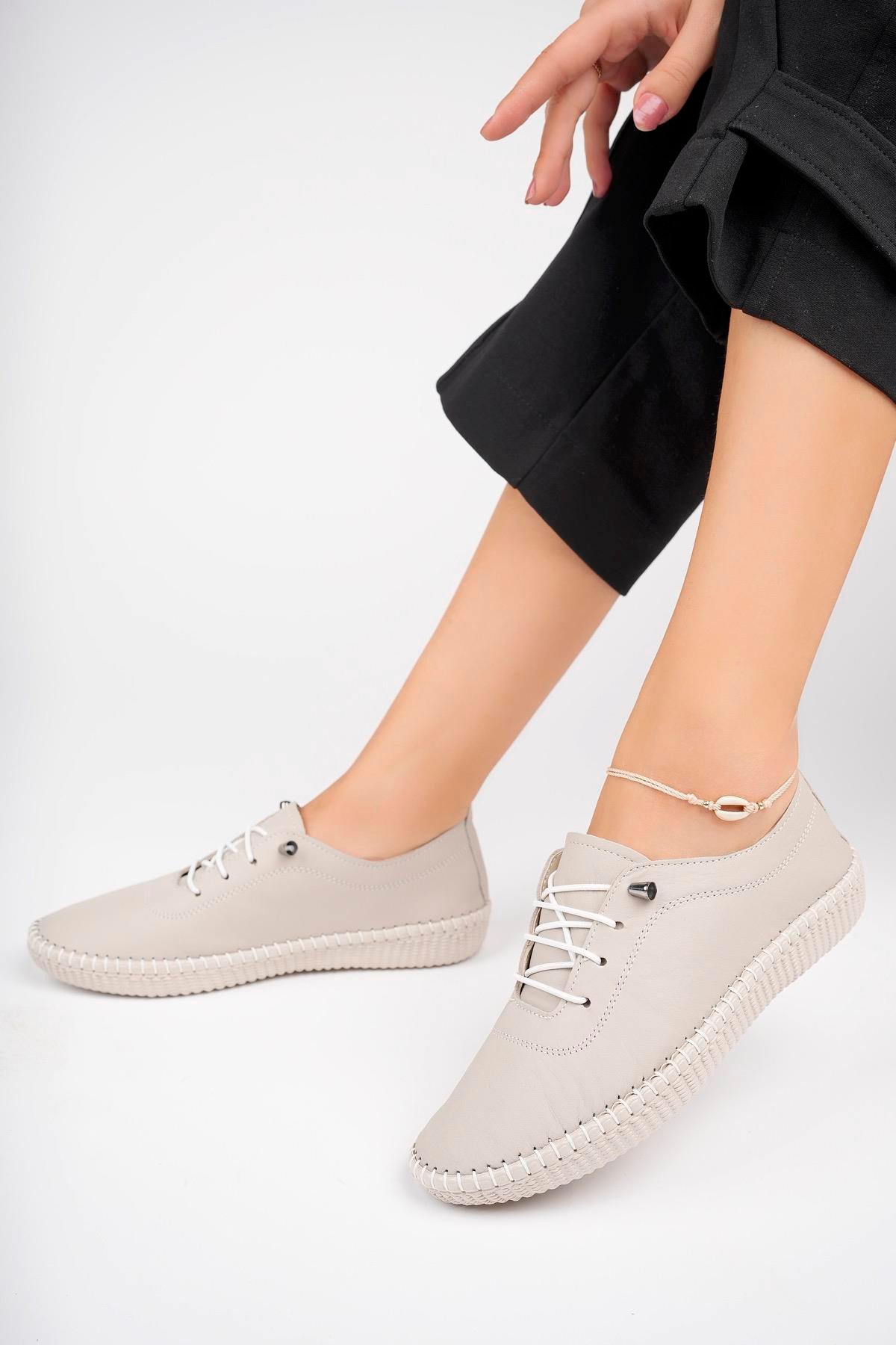 Hakiki Deri Silver Kadın Deri Casual Ayakkabı DP62-8001