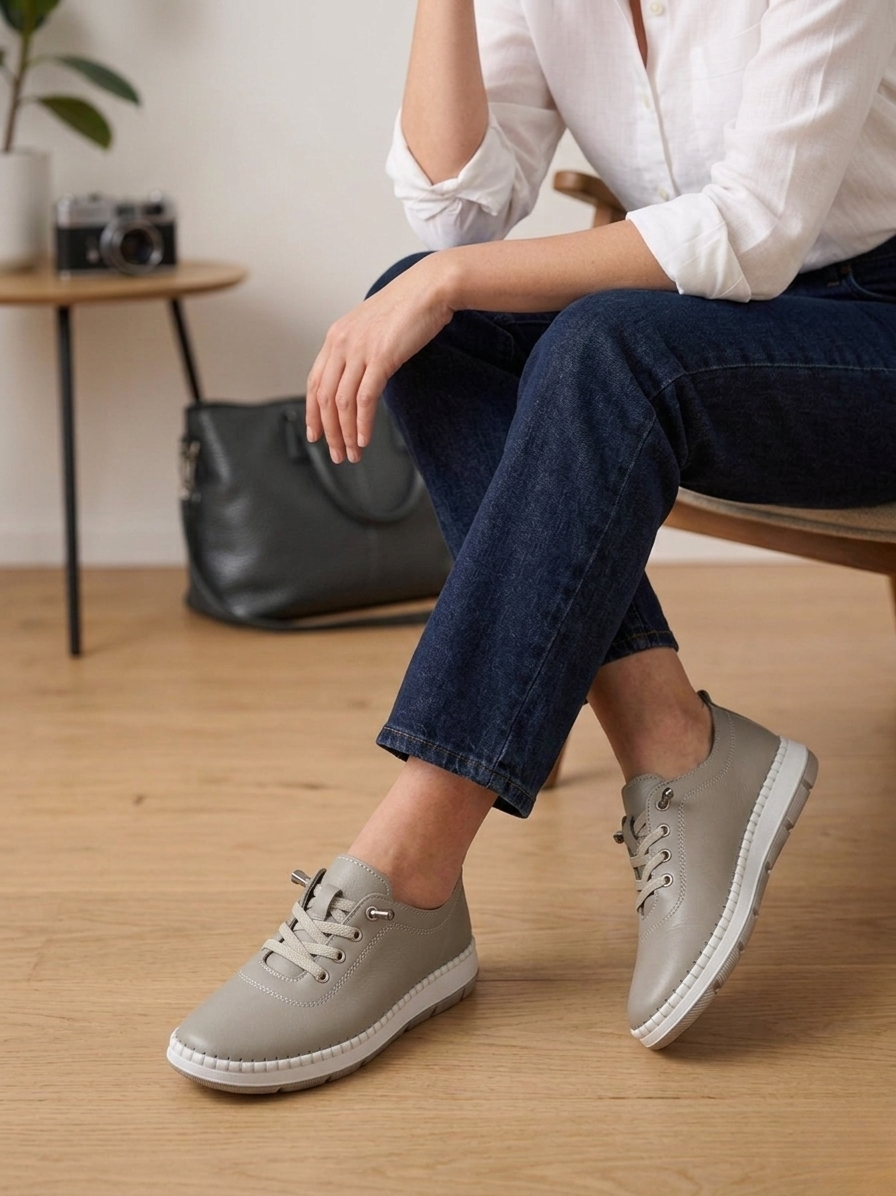 Hakiki Deri Silver Kadın Deri Casual Ayakkabı DP80-8009