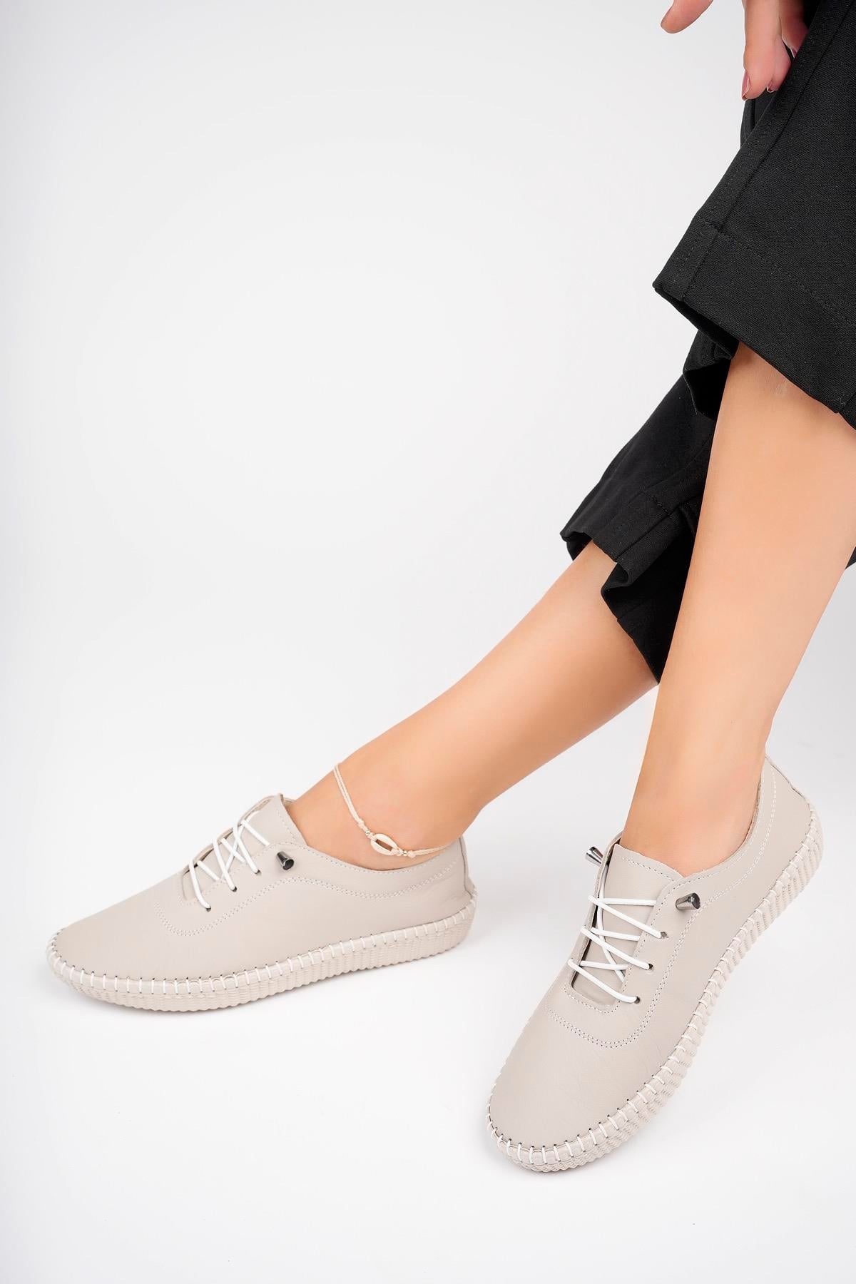 Hakiki Deri Silver Kadın Deri Casual Ayakkabı DP62-8001