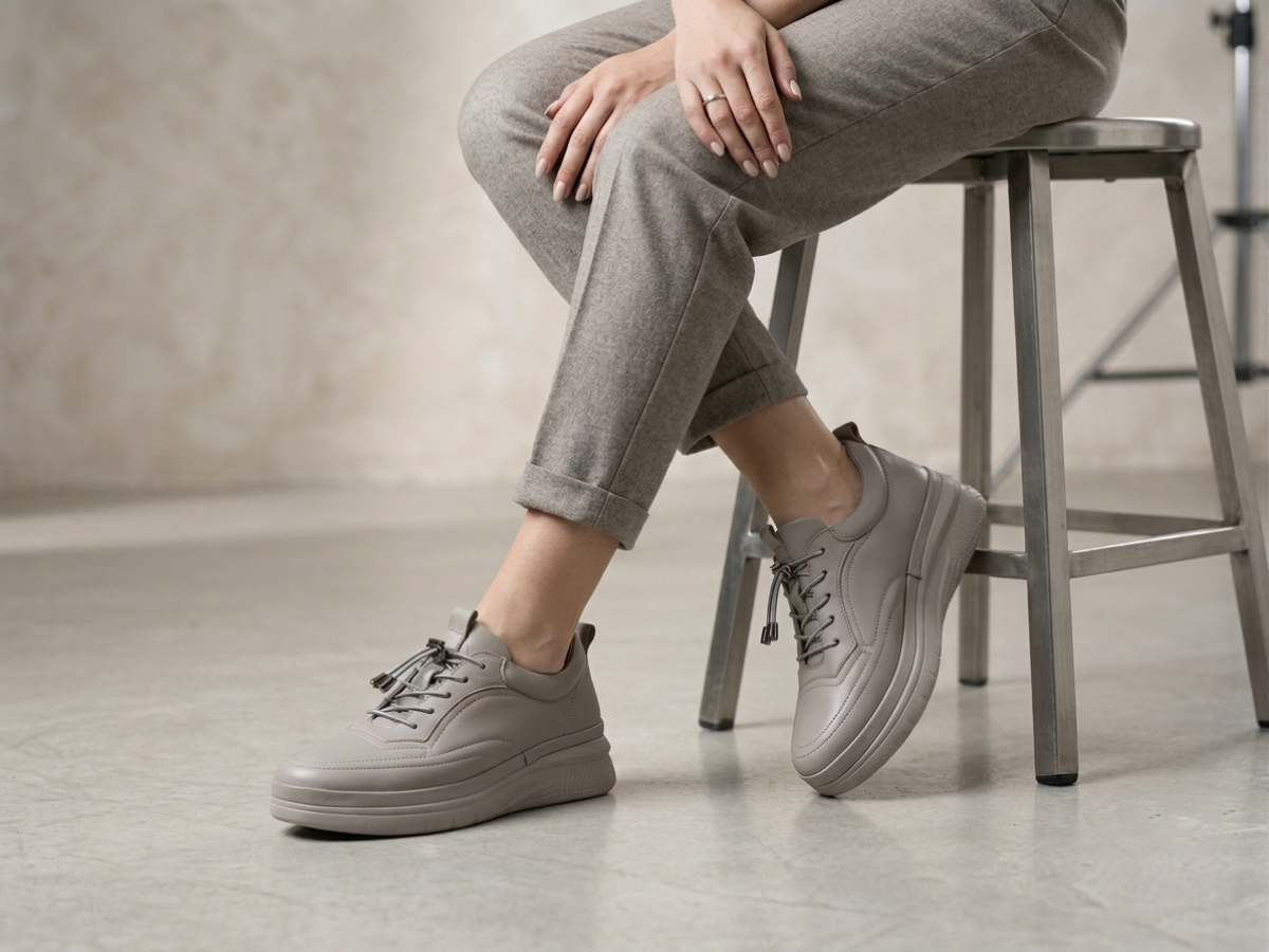 Hakiki Deri Silver Kadın Deri Sneaker DP87-0120