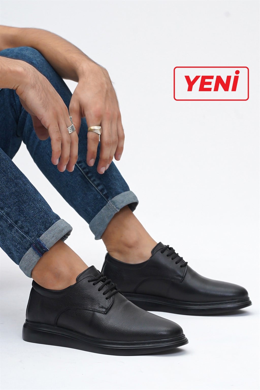 Hakiki Deri Siyah Erkek Deri Casual Ayakkabı MRD7-2084