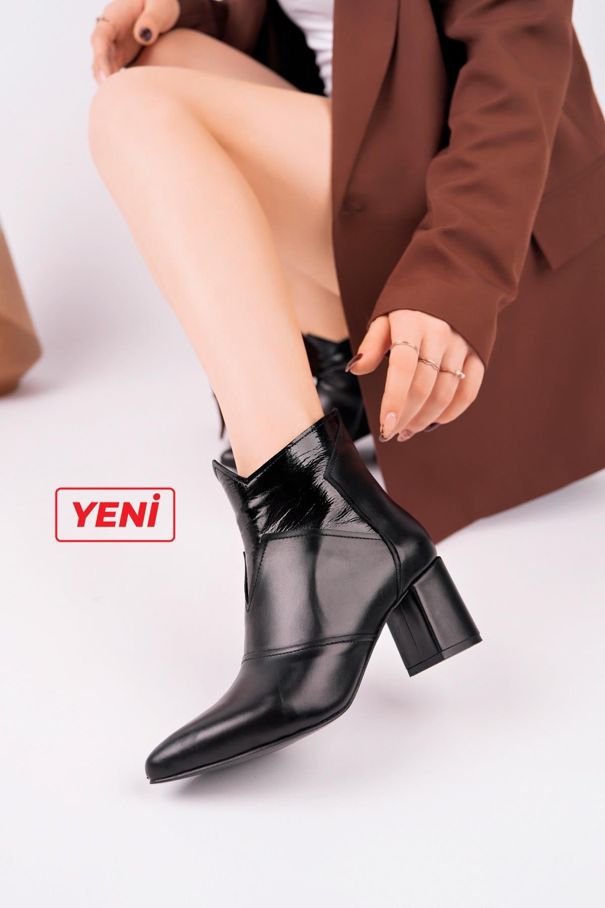 Hakiki Deri Siyah Kadın Deri Bot DP02-1926