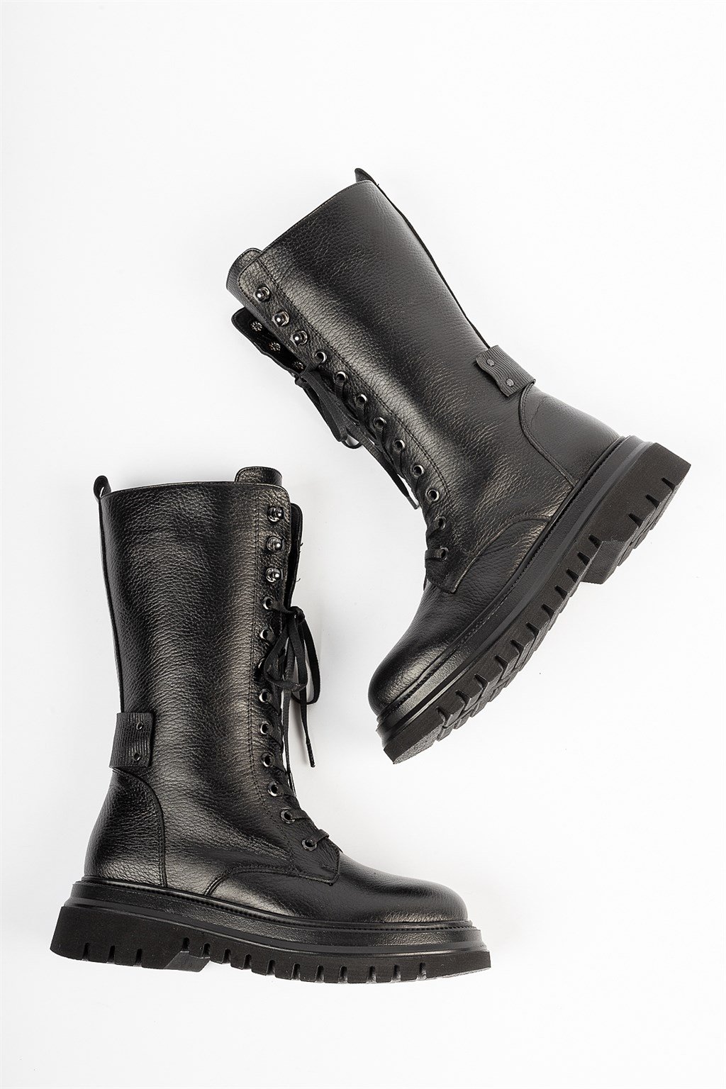 Hakiki Deri Siyah Kadın Deri Postal Bot TRC-216577