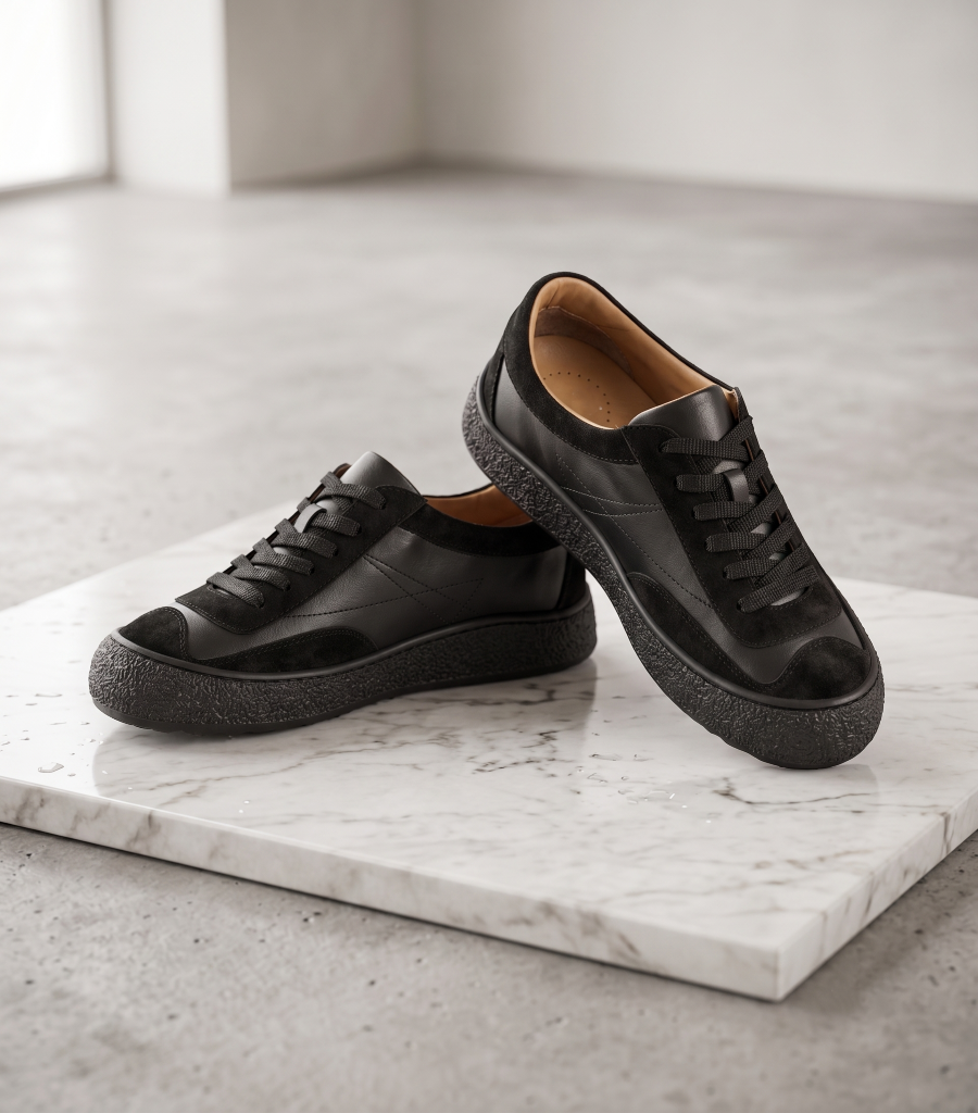 Hakiki Deri Siyah Kadın Deri Sneaker DP87-0180
