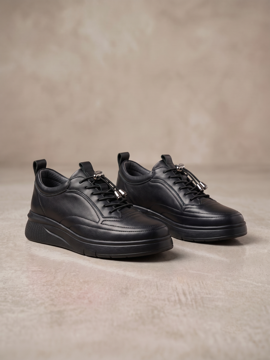 Hakiki Deri Siyah Kadın Deri Sneaker DP87-0120