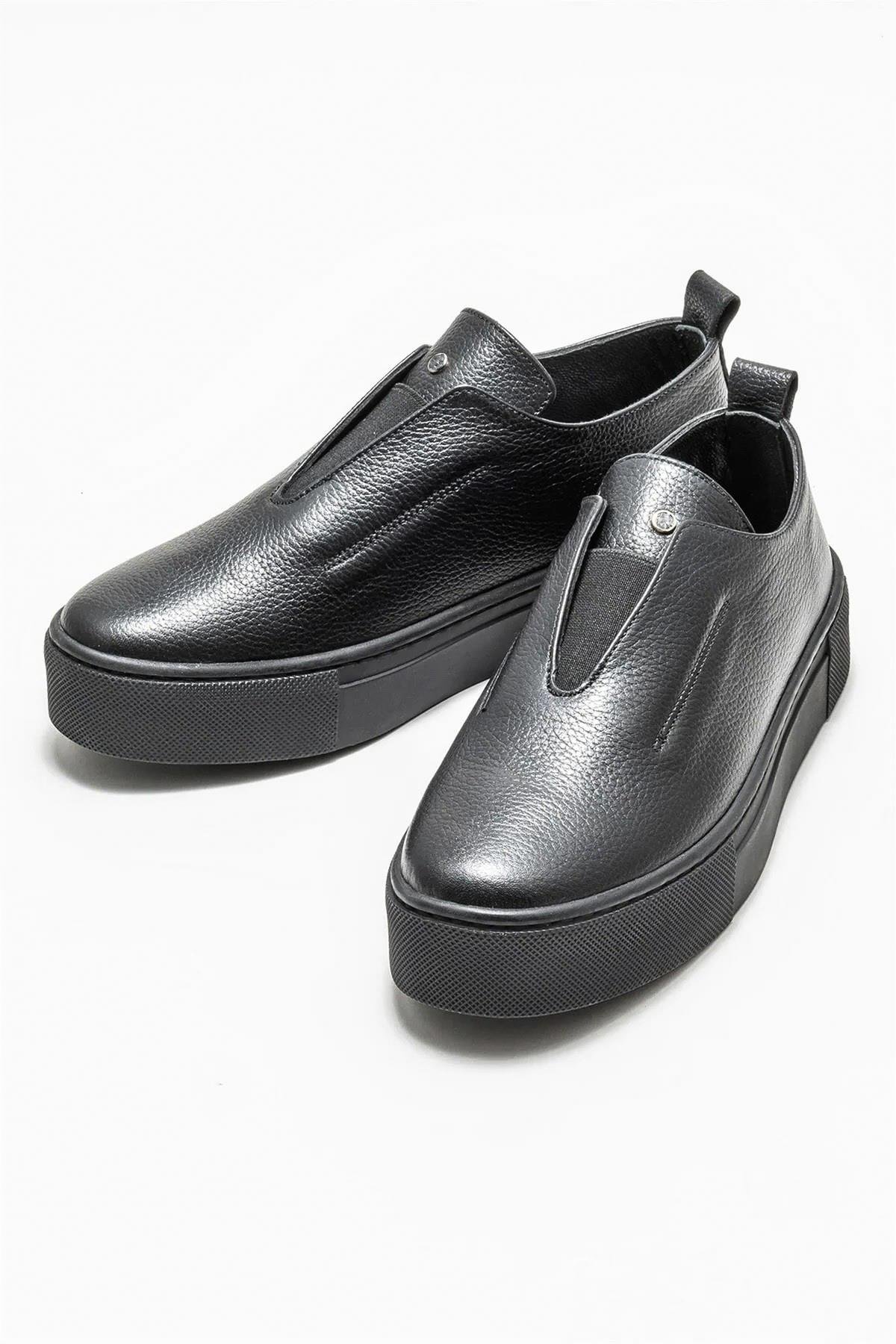 Hakiki Deri Siyah Siyah Kadın Deri Sneaker DP38-2610