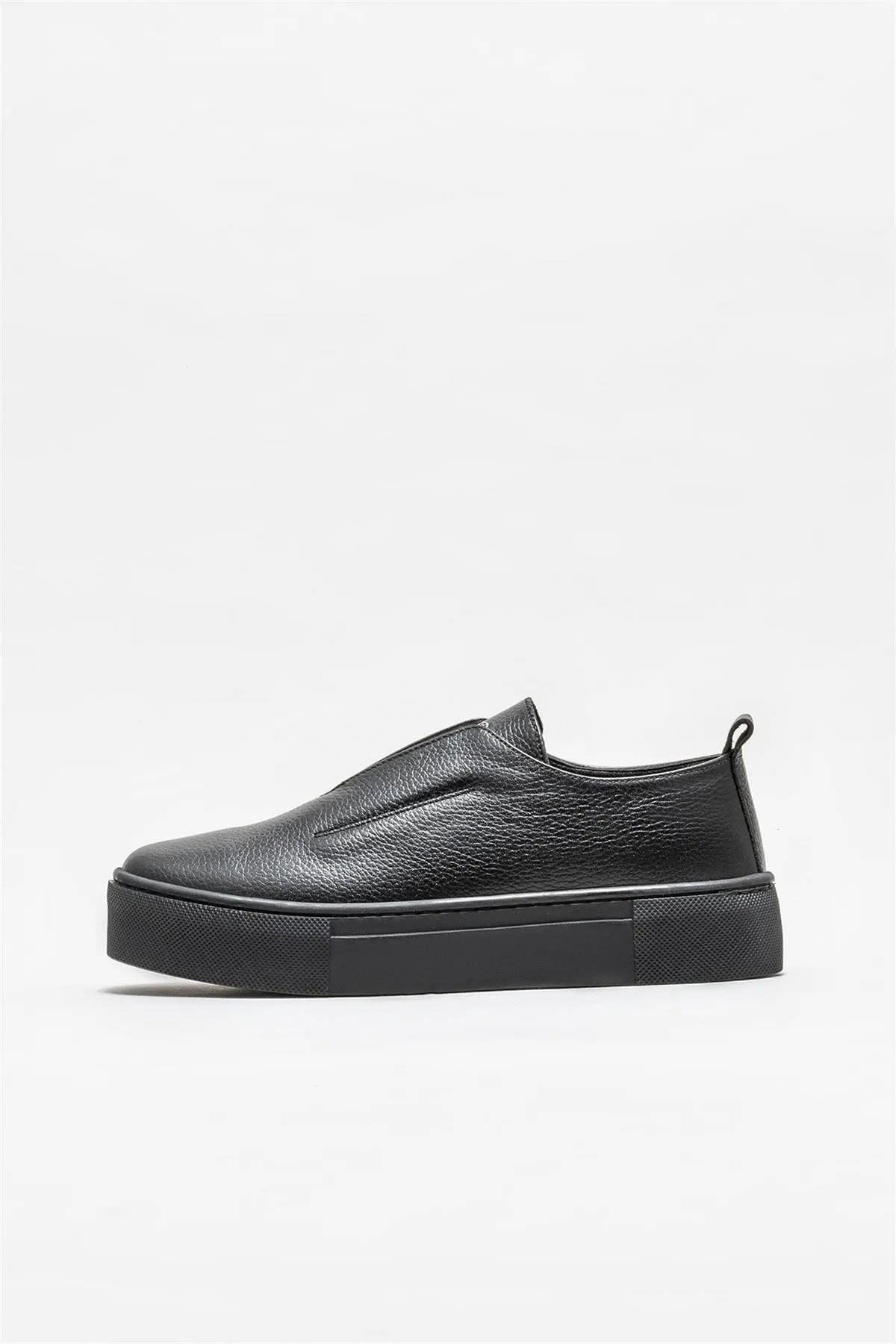 Hakiki Deri Siyah Siyah Kadın Deri Sneaker DP38-2610