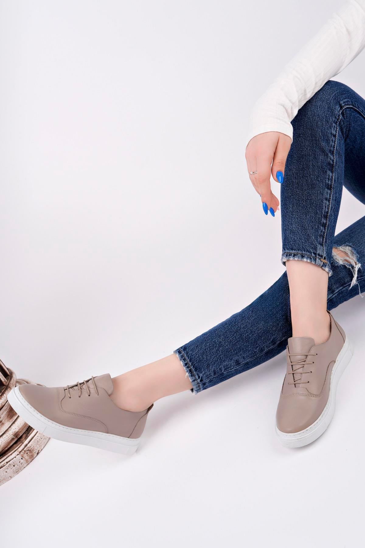 Hakiki Deri Vizon Kadın Deri Sneaker VNS-M01