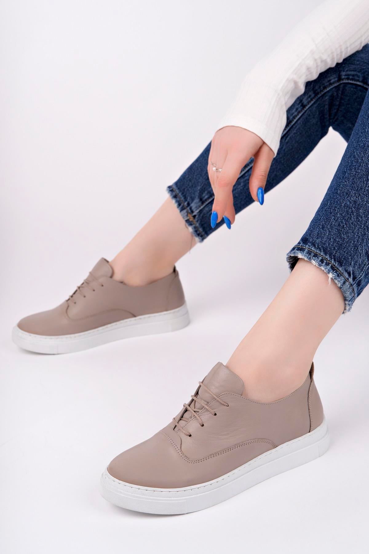 Hakiki Deri Vizon Kadın Deri Sneaker VNS-M01