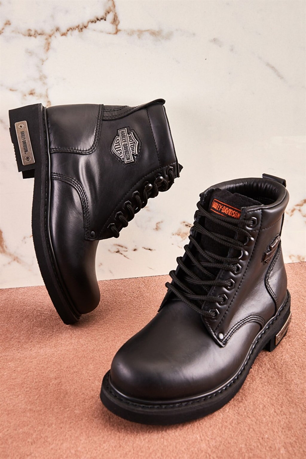 Harley Davidson Gibson Black Yağlı Hakiki Deri Erkek Bot