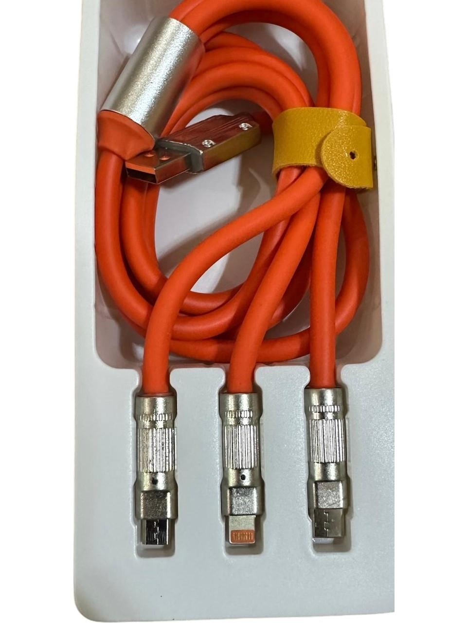 3 Başlıklı 120W Hızlı Şarj Kablosu Tümtelefonlara Uyumlu