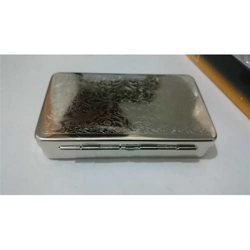 gümüş görünüm metal tütün tabakası orta boy,ince