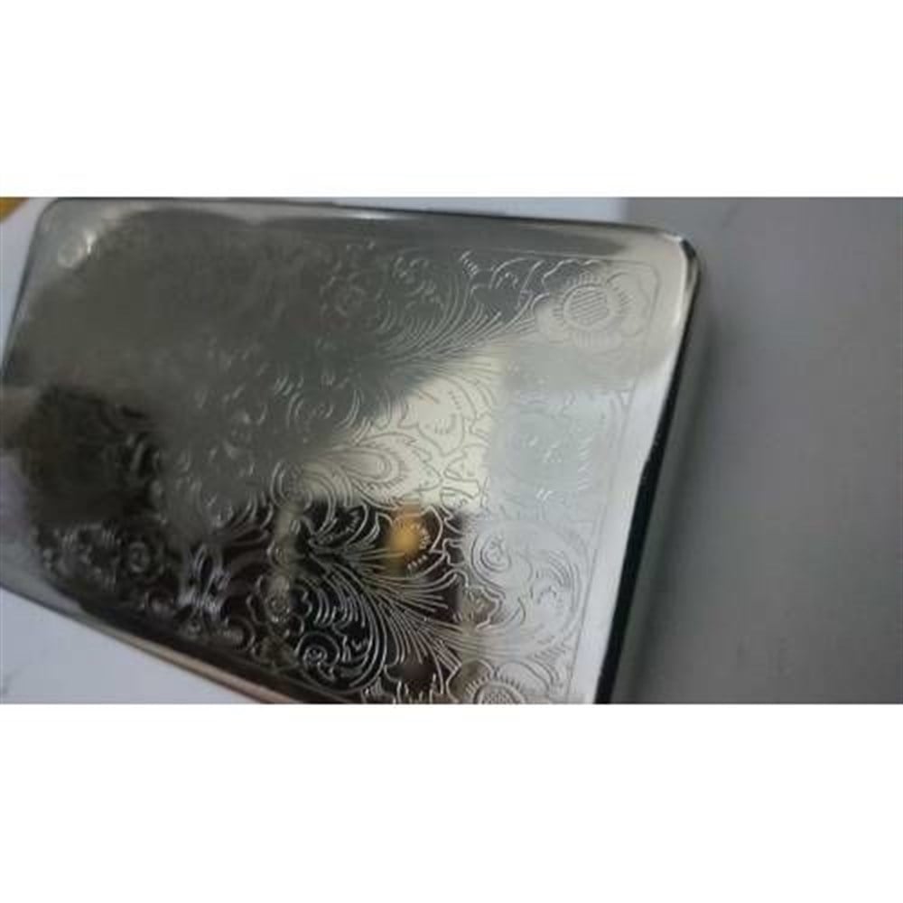gümüş görünüm metal tütün tabakası orta boy,ince