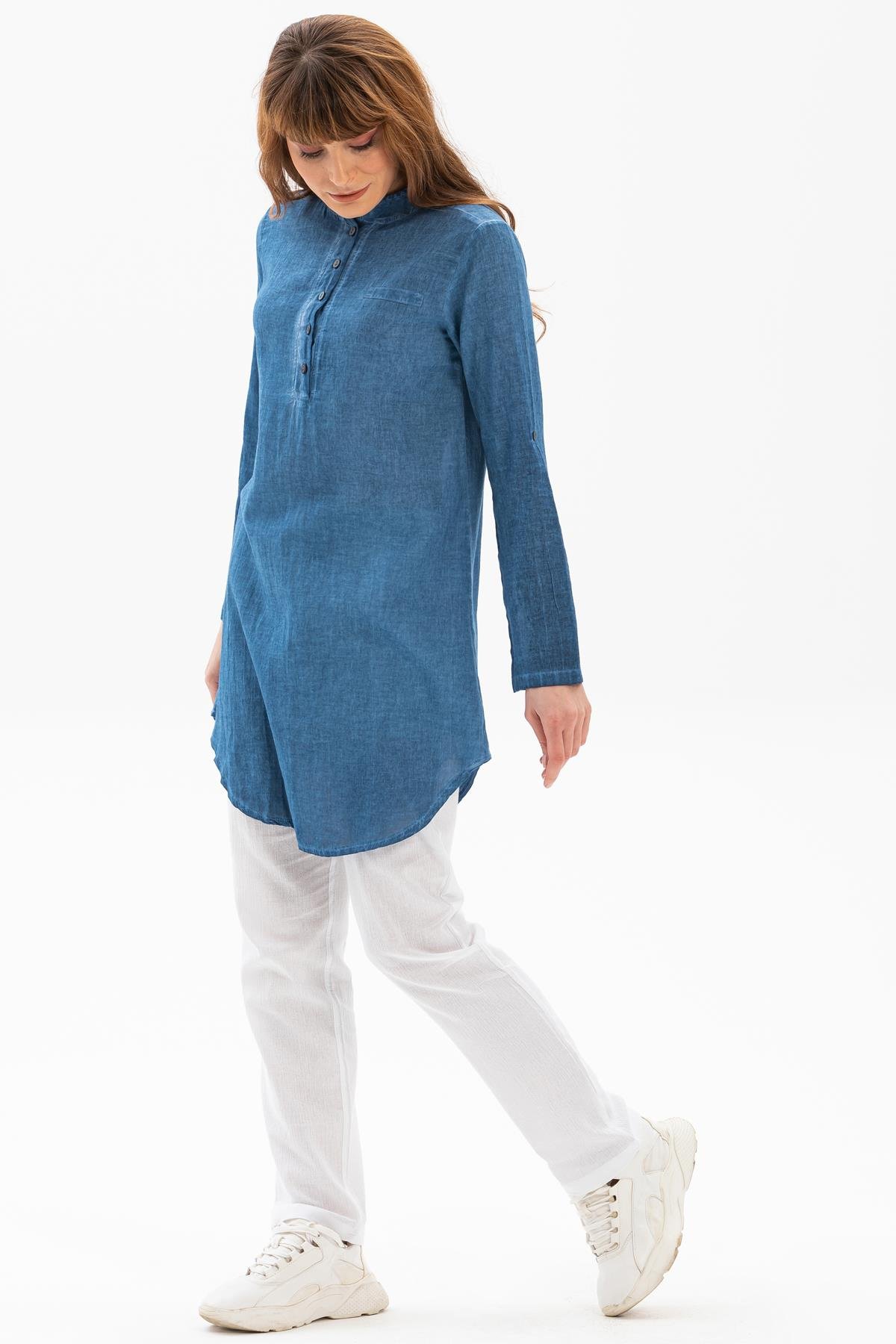 Akasya Şile Bezi Tunik Kot Mavi Ktmv