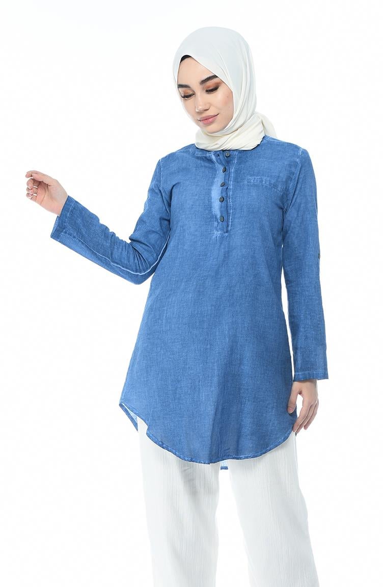 Akasya Şile Bezi Tunik Kot Mavi Ktmv