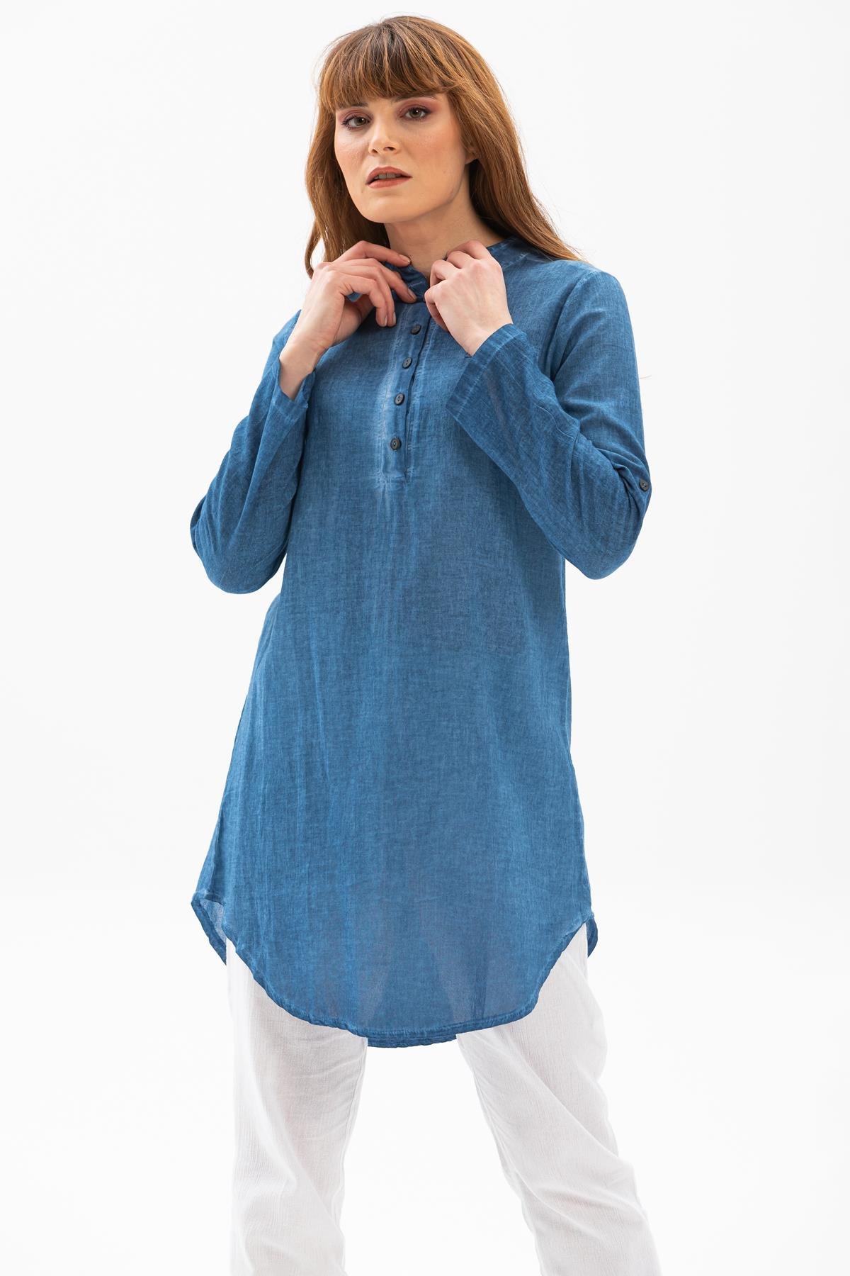 Akasya Şile Bezi Tunik Kot Mavi Ktmv