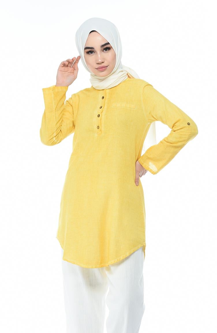 Akasya Şile Bezi Tunik Sarı Sarı