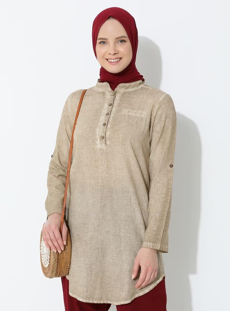 Akasya Şile Bezi Tunik Toprak Tprk